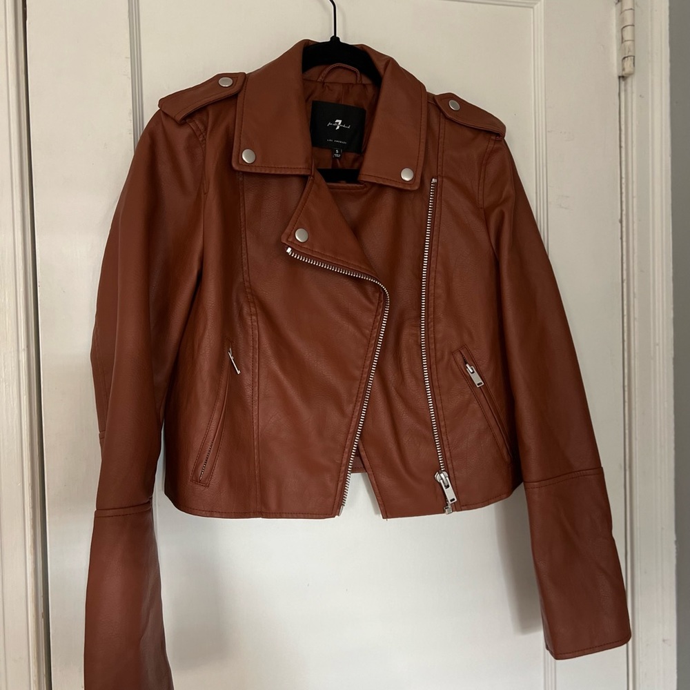Vegan Leather Moto Jacket-small- 7 for all Mankind
